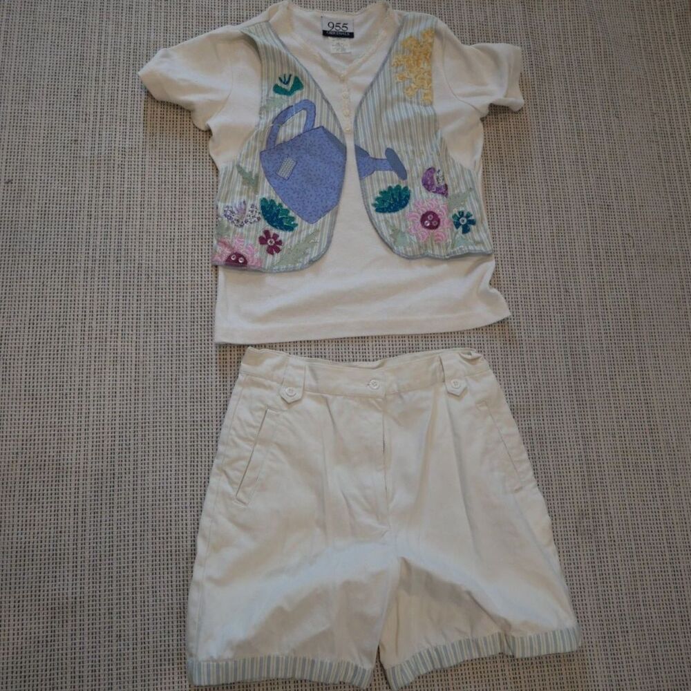 vintage 955 originals women’s floral applique top and shorts